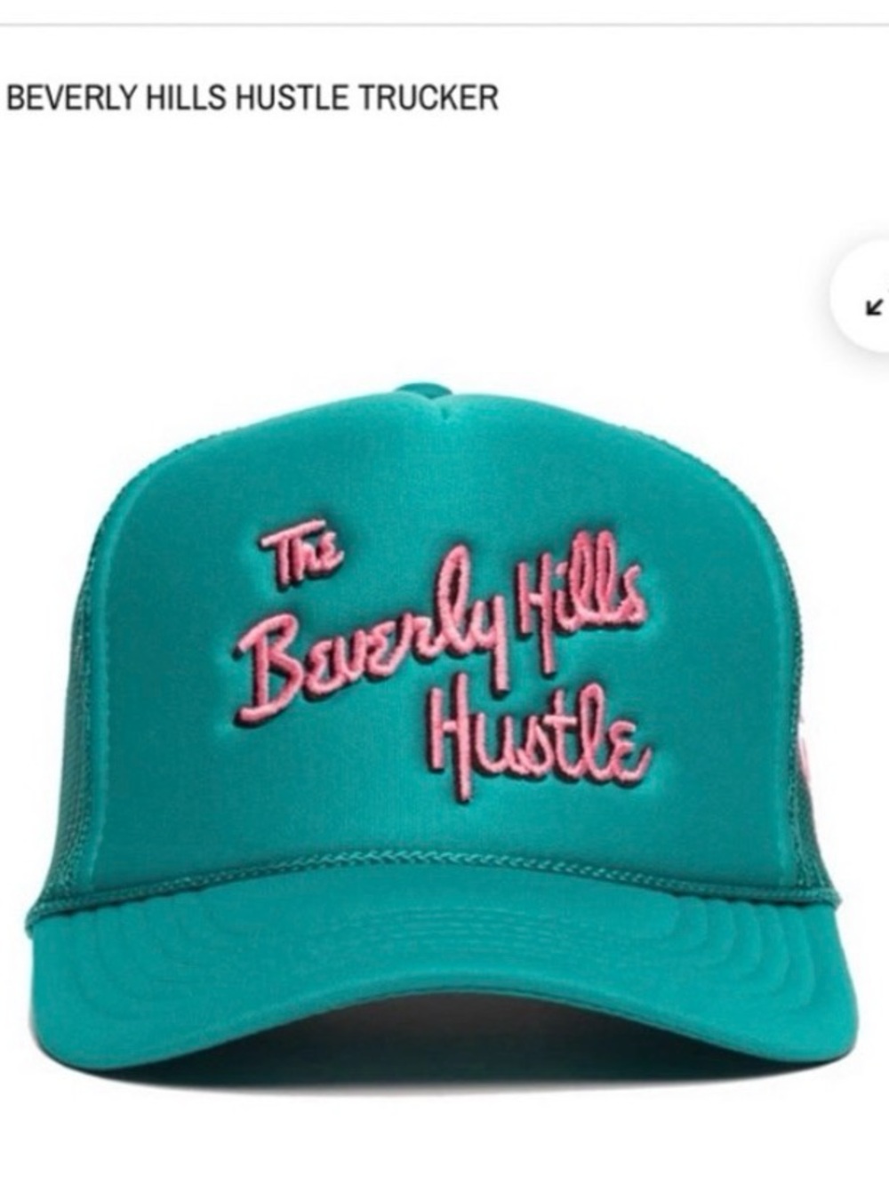 Beverly Hills Hustle Teal Trucker Hat with Pink Script